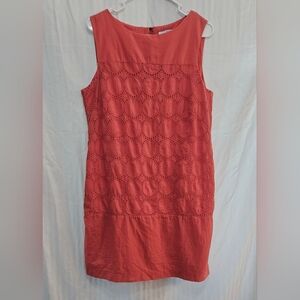 Studio One New York Dress - Eyelet Orange Cotton Zip - Size 16